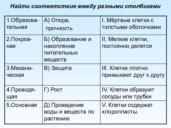 Найти соответствие между разными столбиками