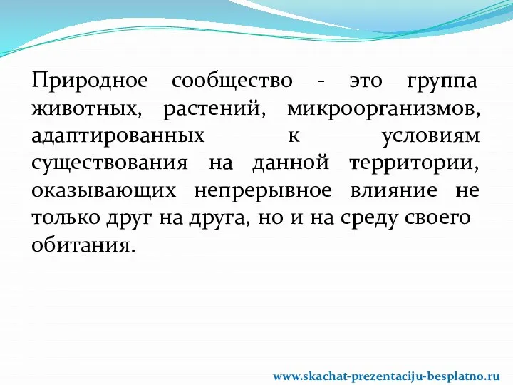 Природное сообщество - это группа животных, растений, микроорганизмов, адаптированных к условиям