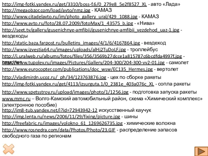 http://img-fotki.yandex.ru/get/3310/boss-f.6/0_279e8_5e2f8527_XL - авто «Лада» http://megaobzor.com/load/avto/nmz.jpg - КАМАЗ http://www.citadelavto.ru/im/photo_gallery_ural/429_1088.jpg - КАМАЗ http://www.avto.ru/foto/28.07.2009/fotoMax/1_43575_b.jpg