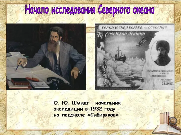 О. Ю. Шмидт – начальник экспедиции в 1932 году на ледоколе «Сибиряков» Начало исследования Северного океана