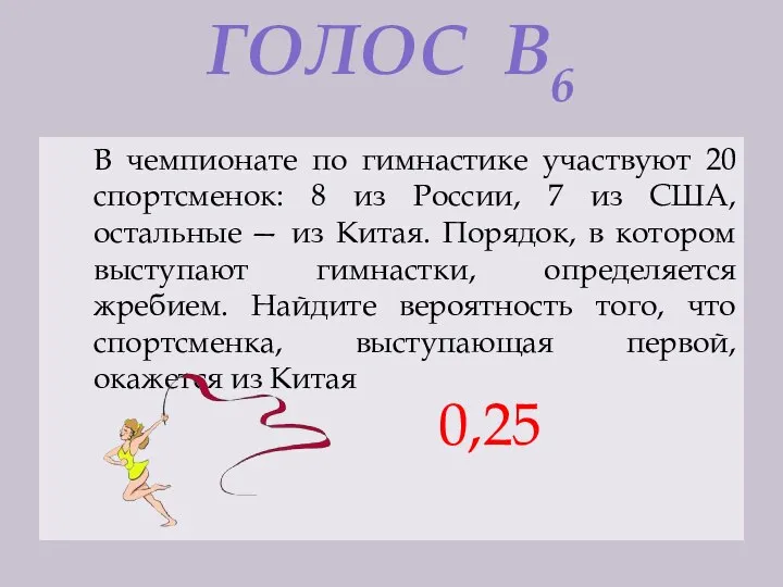 ГОЛОС В6 В чемпионате по гимнастике участвуют 20 спортсменок: 8 из