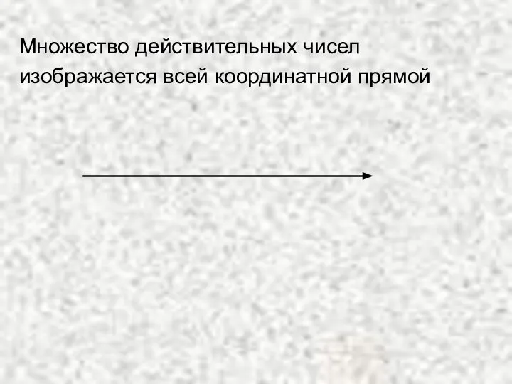 Множество действительных чисел изображается всей координатной прямой