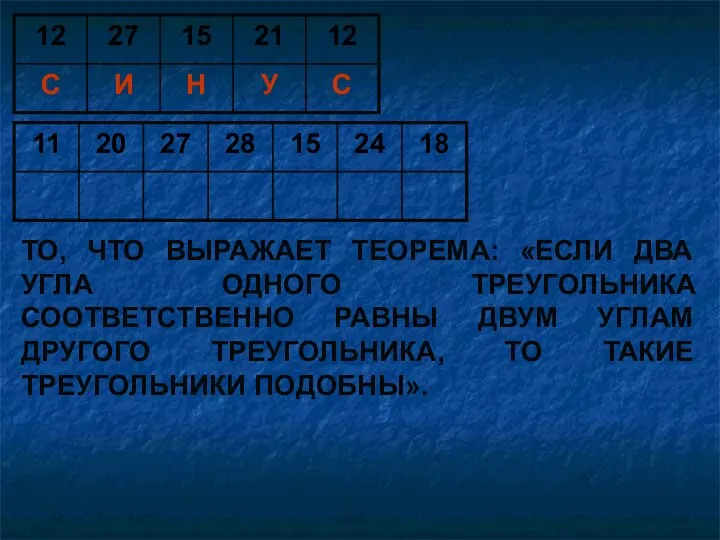 ТО, ЧТО ВЫРАЖАЕТ ТЕОРЕМА: «ЕСЛИ ДВА УГЛА ОДНОГО ТРЕУГОЛЬНИКА СООТВЕТСТВЕННО РАВНЫ