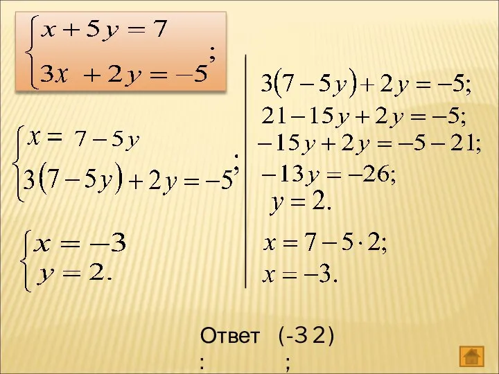 Ответ : ( -3; 2 )