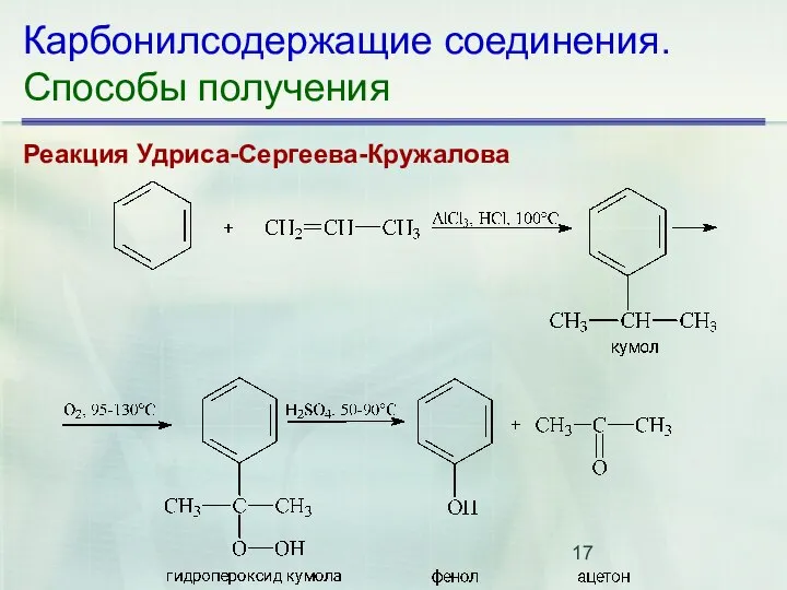 Карбонилсодержащие соединения. Способы получения Реакция Удриса-Сергеева-Кружалова