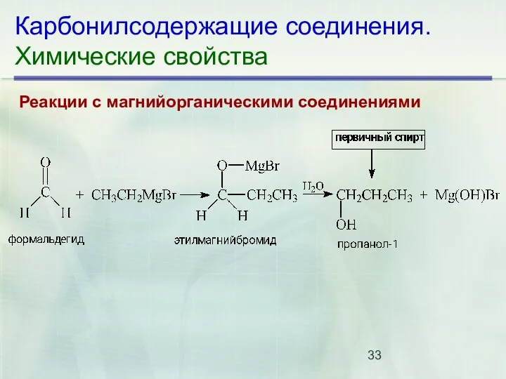 Карбонилсодержащие соединения. Химические свойства Реакции с магнийорганическими соединениями