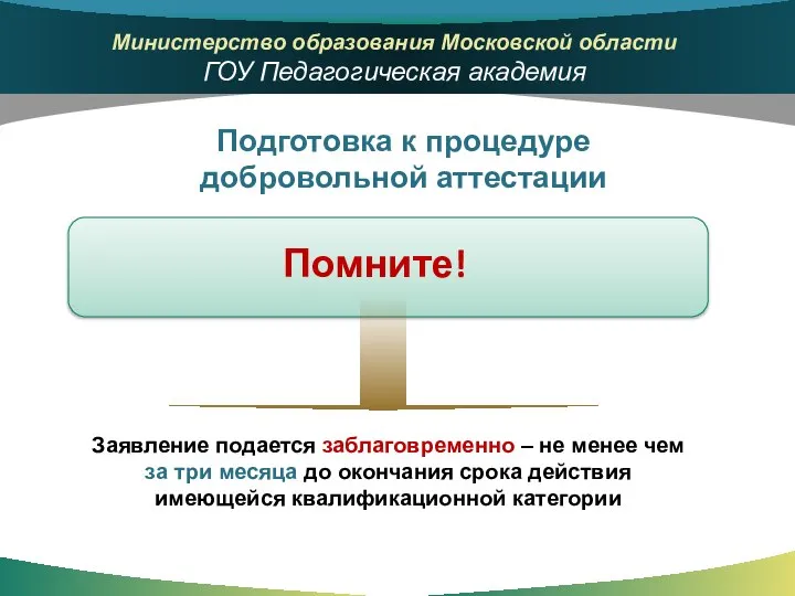 Заявление подается заблаговременно – не менее чем за три месяца до