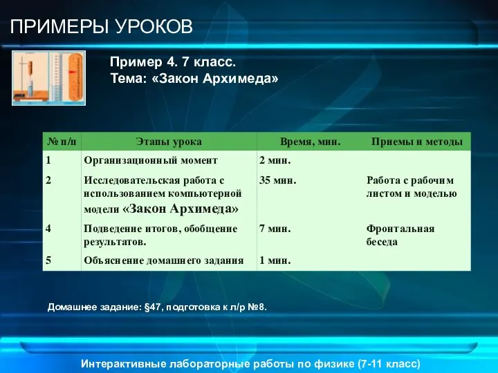 Интерактивные лабораторные работы по физике (7-11 класс) ПРИМЕРЫ УРОКОВ Пример 4.