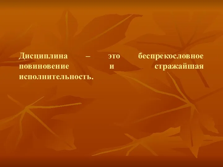 Дисциплина – это беспрекословное повиновение и стражайшая исполнительность.