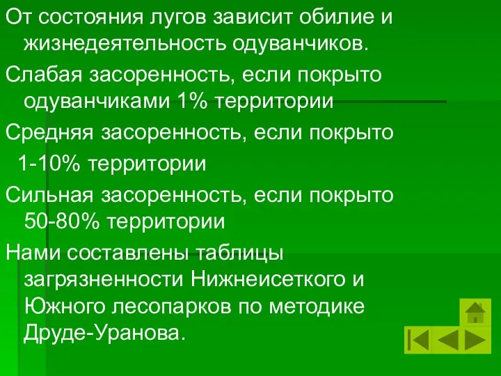 От состояния лугов зависит обилие и жизнедеятельность одуванчиков. Слабая засоренность, если