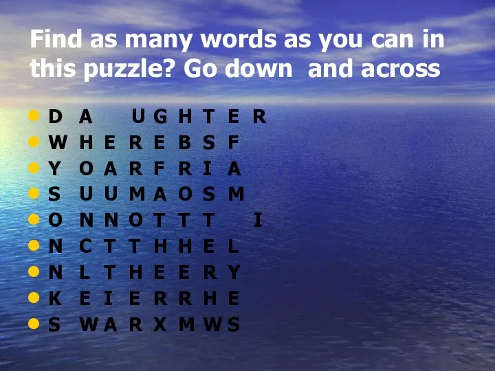 Find as many words as you can in this puzzle? Go
