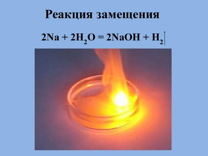 . Реакция замещения 2Na + 2H2O = 2NaOH + H2