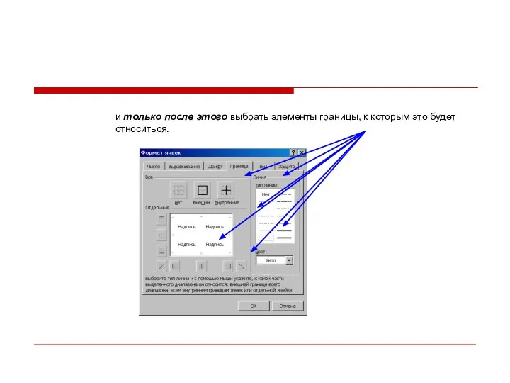 и только после этого выбрать элементы границы, к которым это будет относиться.