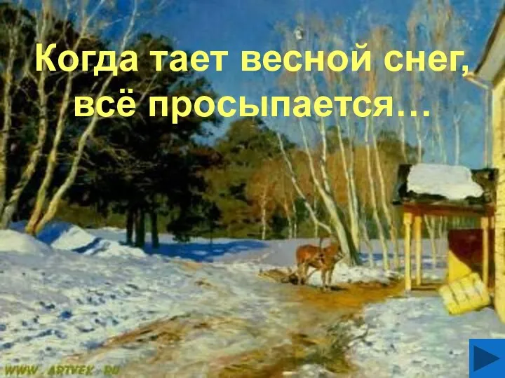 Когда тает весной снег, всё просыпается…