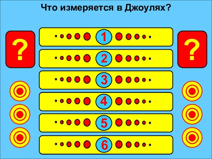 Импульс 5 Движение 8 Энергия 48 Мощность 15 Сила 20 Работа 31 Что измеряется в Джоулях?