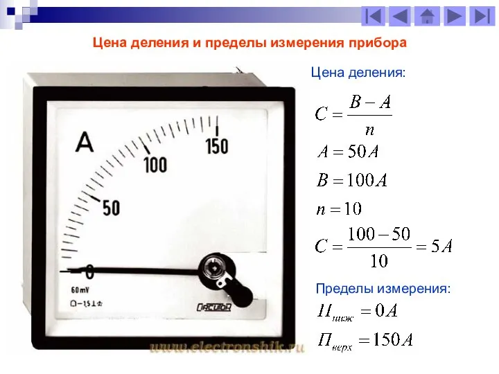 Цена деления и пределы измерения прибора