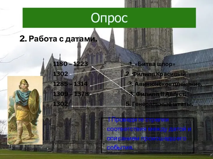 2. Работа с датами. ! Проведите стрелки соответствия между датой и