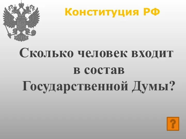 Конституция РФ Сколько человек входит в состав Государственной Думы?