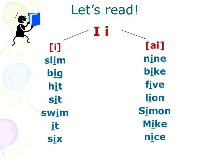 Let’s read! [i] slim big hit sit swim it six [ai]