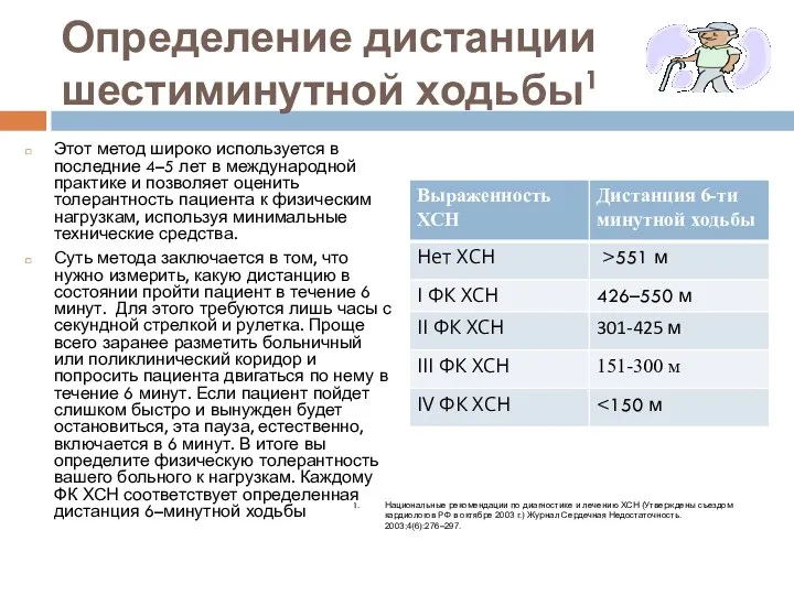 Определение дистанции шестиминутной ходьбы1 Этот метод широко используется в последние 4–5