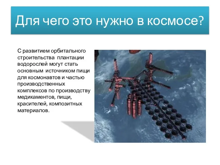 Для чего это нужно в космосе? С развитием орбитального строительства плантации