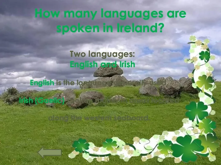 How many languages are spoken in Ireland? Two languages: English and