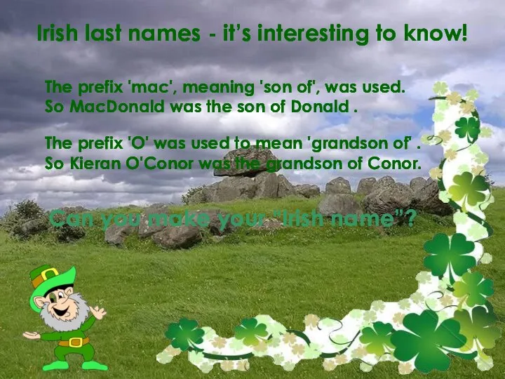 Irish last names - it’s interesting to know! The prefix 'mac',