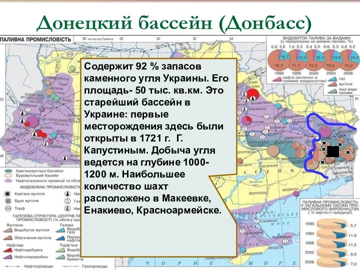 Содержит 92 % запасов каменного угля Украины. Его площадь- 50 тыс.