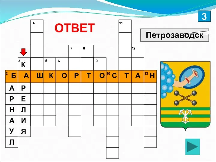 3 Петрозаводск ОТВЕТ 12 13 11 10 2 3 4 5 6 7 8 9