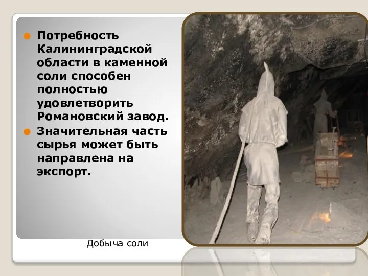 Потребность Калининградской области в каменной соли способен полностью удовлетворить Романовский завод.