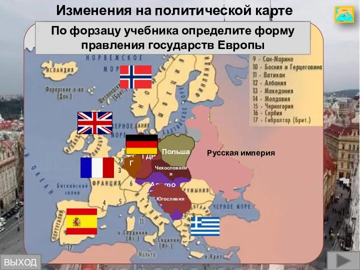 Изменения на политической карте Европы Германская империя Австро -Венгрия Русская империя