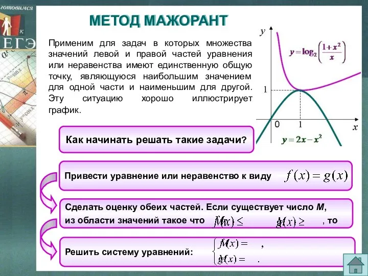 Применим для задач в которых множества значений левой и правой частей