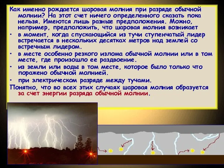 Как именно рождается шаровая молния при разряде обычной молнии? На этот