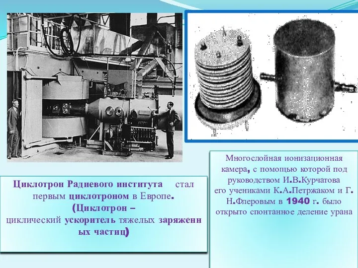 Циклотрон Радиевого института стал первым циклотроном в Европе. (Циклотрон – циклический