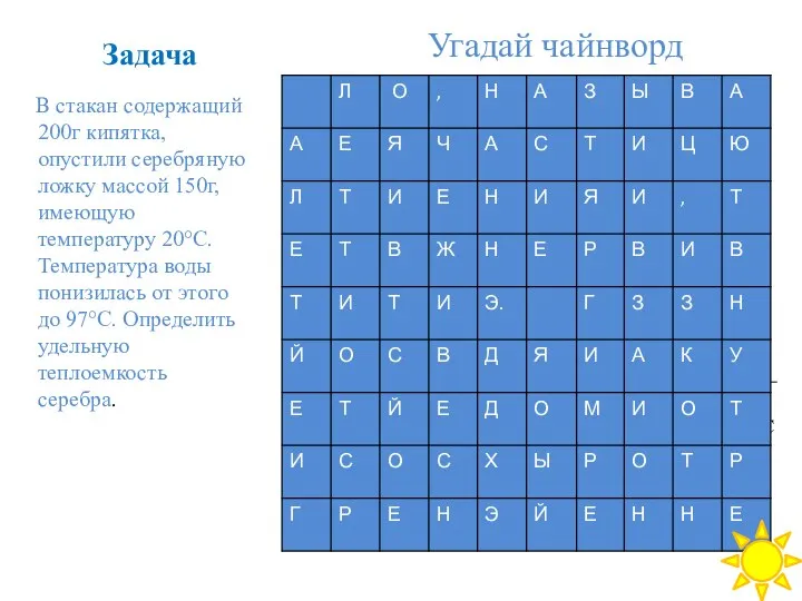 Задача В стакан содержащий 200г кипятка, опустили серебряную ложку массой 150г,