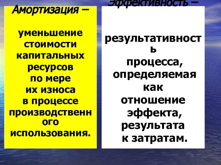 Амортизация – уменьшение стоимости капитальных ресурсов по мере их износа в