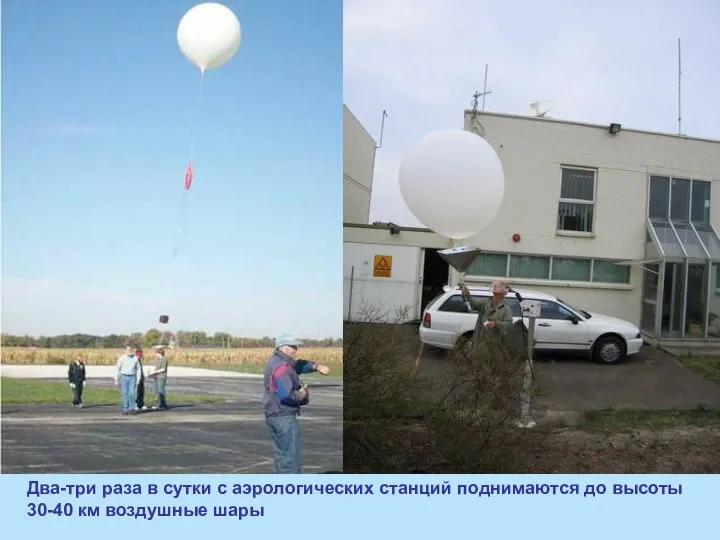 Два-три раза в сутки с аэрологических станций поднимаются до высоты 30-40 км воздушные шары