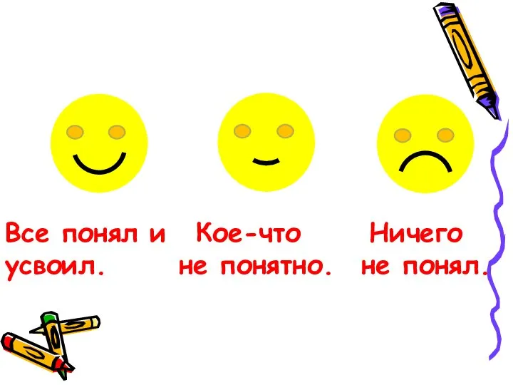 Все понял и Кое-что Ничего усвоил. не понятно. не понял.