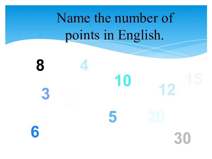 Name the number of points in English. 20 25 3 4