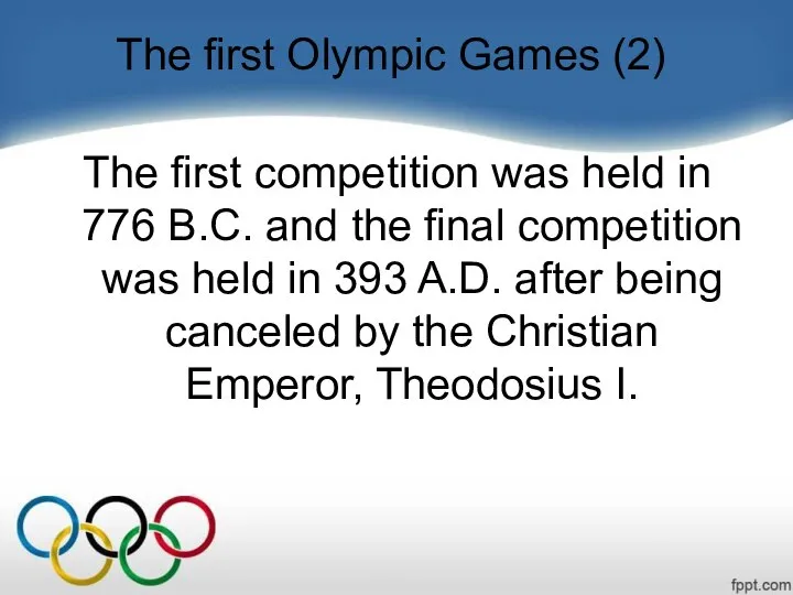 The first Olympic Games (2) The first competition was held in