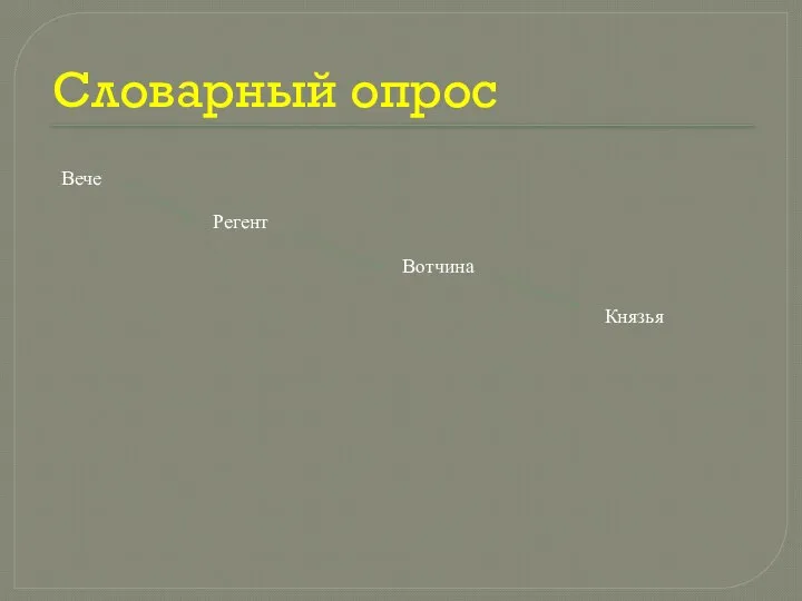 Словарный опрос Вече Регент Вотчина Князья