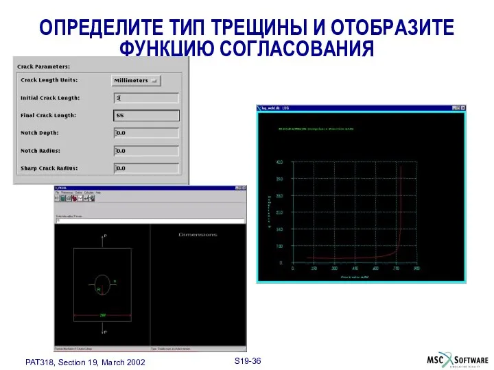 ОПРЕДЕЛИТЕ ТИП ТРЕЩИНЫ И ОТОБРАЗИТЕ ФУНКЦИЮ СОГЛАСОВАНИЯ