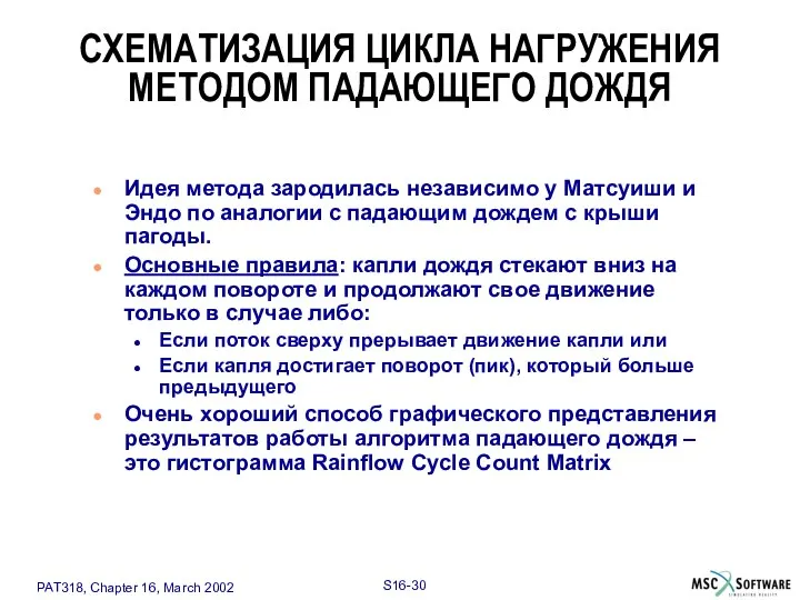 СХЕМАТИЗАЦИЯ ЦИКЛА НАГРУЖЕНИЯ МЕТОДОМ ПАДАЮЩЕГО ДОЖДЯ Идея метода зародилась независимо у