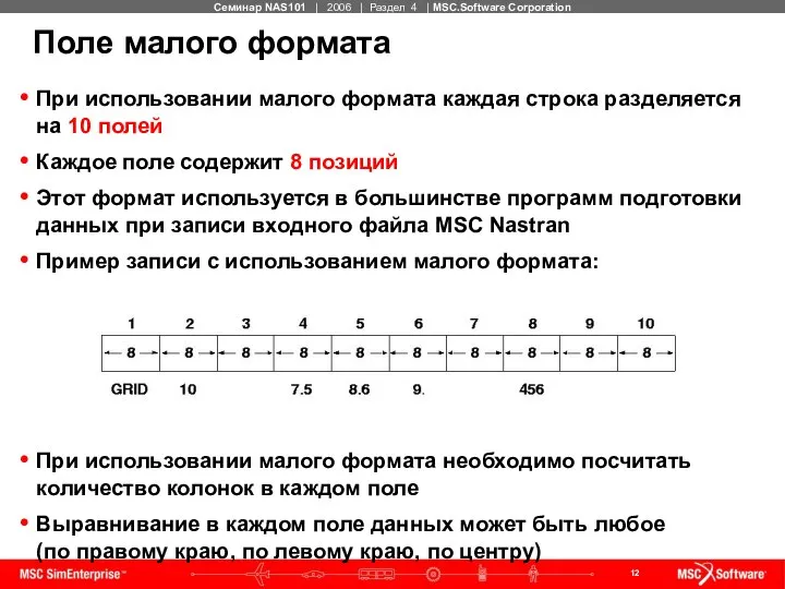 Поле малого формата При использовании малого формата каждая строка разделяется на