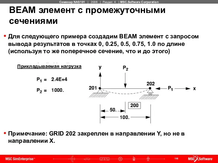 BEAM элемент с промежуточными сечениями Для следующего примера создадим BEAM элемент