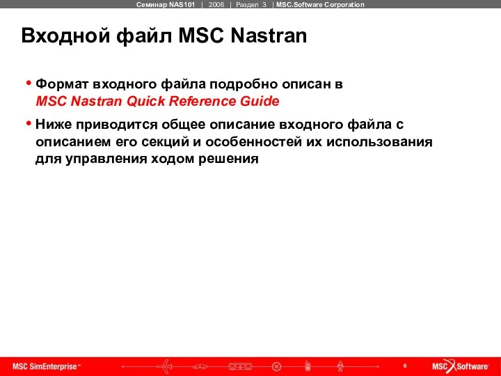 Входной файл MSC Nastran Формат входного файла подробно описан в MSC