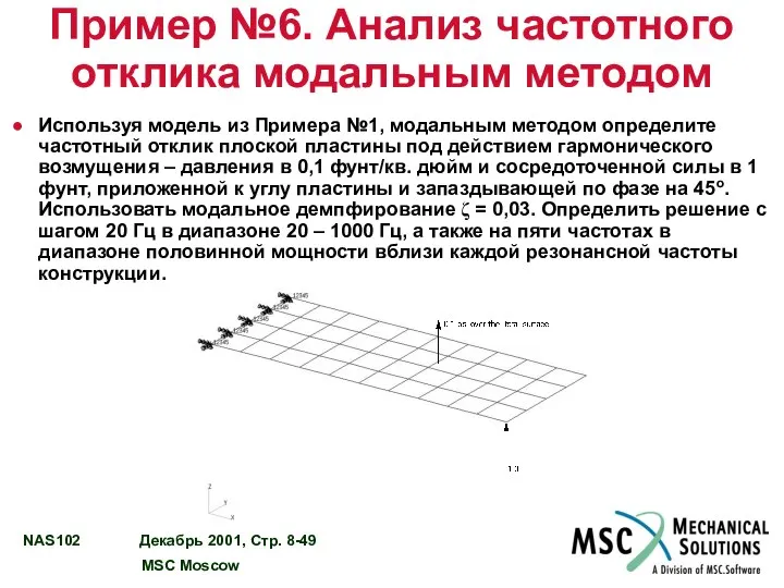 Пример №6. Анализ частотного отклика модальным методом Используя модель из Примера