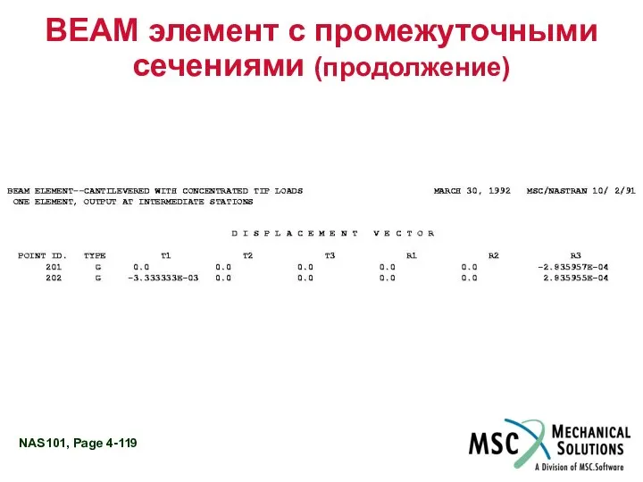 BEAM элемент с промежуточными сечениями (продолжение)