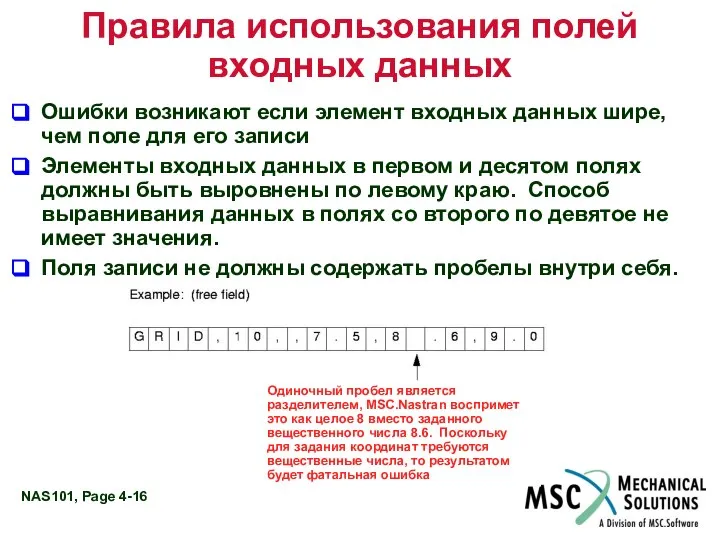 Правила использования полей входных данных Ошибки возникают если элемент входных данных