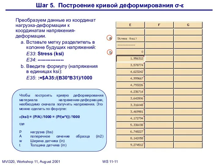 Шаг 5. Построение кривой деформирования σ-ε Преобразуем данные из координат нагрузка-деформации